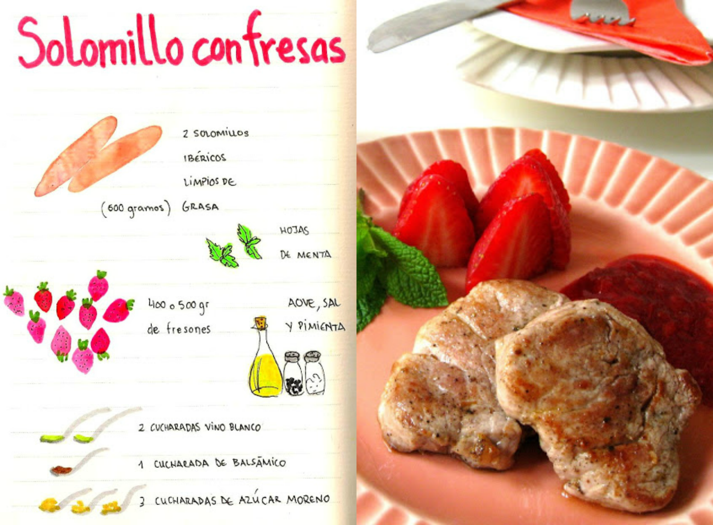 Solomillo con fresas