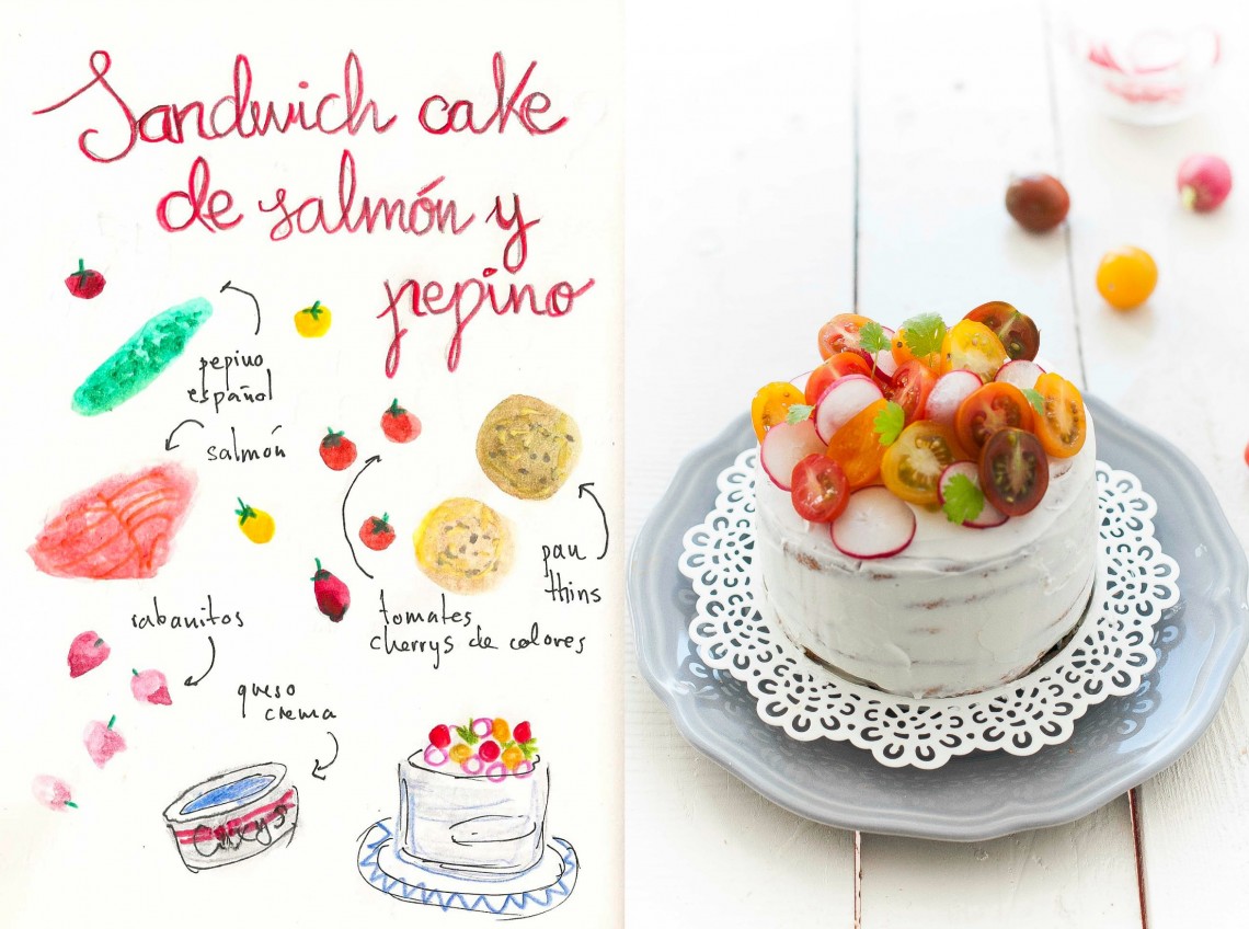 Sandwich Cake de salmón y pepino #sandwichthins