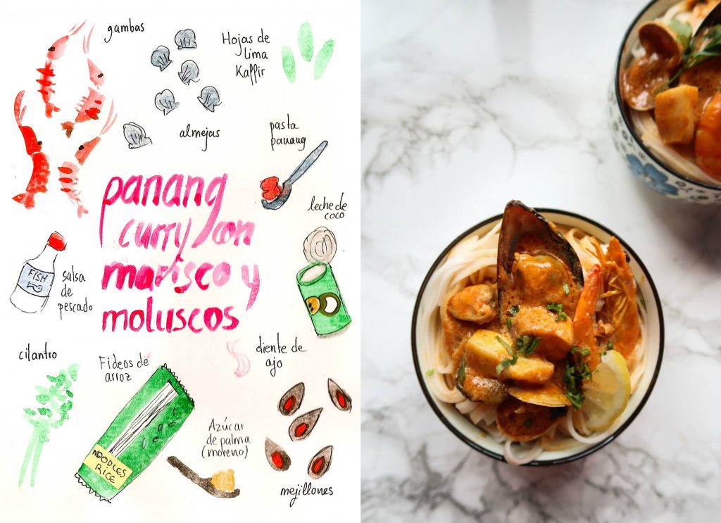 curry panang con marisco y molusicos